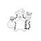 Tiger Santa Claus cartoon outline black white cute character. Vector isolated illustration.