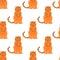 Tiger Seamless Pattern Background. Gorgeous exotic carnivorous animal with stripy coat. Graceful large wild cat or felid