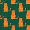 Tiger Seamless Pattern Background. Gorgeous exotic carnivorous animal with stripy coat. Graceful large wild cat or felid