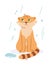 The tiger is sitting in the rain. Vector image.