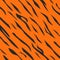 Tiger skin pattern orange background with camouflage diagonal black spots vector illustration