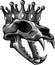 tiger skull with crown vector illustration design