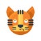 Tiger sorrowful expression facial emoji vector