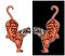 Tiger Sticker tattoo design, Cartoon tiger on black background.