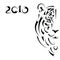 Tiger stylized silhouette, symbol 2010 year