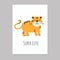 Tiger Super Cute. Illustration in flat cartoon style for printable, poster in nursery