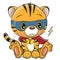 Tiger superhero in mask and cape