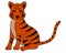 Tiger. Tabby kitten. Symbol of the year. A ginger animal with black stripes. Colored vector illustration. Fairytale character