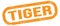 TIGER, text on orange rectangle stamp sign