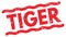 TIGER text on red lines stamp sign