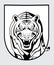 Tiger Walking Roaring In Shield Illustration Design