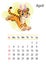 Tiger wall calendar design template for april 2022