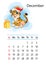 Tiger wall calendar design template for december 2022