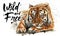 Tiger watercolor painting, animals predator, design of t-shirt, wild and free, print, hunter, king of jungle