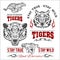 Tigers custom motors club t-shirt vector logo on white background. Wild animals - vector set.