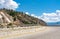 Tight bend of mountain road in Okanagan valley, British Columbia.