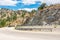 Tight bend of mountain road in Okanagan valley, British Columbia.