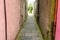 Tight passage between houses, city of Edinburgh Scotland