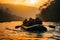 A tight shot showcases the intensity of young rafters on river