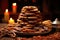 tightly stacked piles of spiced holiday cookies