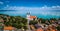 Tihany, Hungary - Aerial panoramic view of the famous Benedictine Monastery of Tihany Tihany Abbey