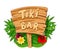 Tiki bar wooden banner. Hawaiian traditional art