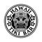 Tiki hawaiian tribal wooden mask vector round monochrome emblem, badge, label, sticker or logo in vintage style isolated