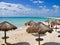 Tiki huts on beach