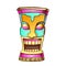 Tiki Idol Carved Wood Funny Totem Color Vector