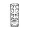 Tiki Idol Hawaiian Wooden Statue Monochrome Vector