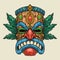 Tiki mask colorful detailed emblem