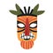 Tiki mask, colorful ethnic scary totem for traditional tribe ceremony, tribal god face