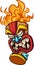 Tiki mask with fire hair