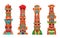 Tiki mask pole totem tribal vector cartoon icon