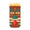 Tiki mask tribal. Hawaiian totem or african maya aztec wooden idol isolated on white background. Ethnic ritual head