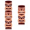 Tiki pole totem set vector tribal design in brown - traditional statue decor with faces set from Polynesia and Hawaii