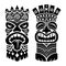 Tiki statue pole totem vector design - traditional decor set from Polynesia and Hawaii, tribal folk art background