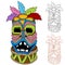 Tiki Tribal Idol Cartoon Drawing