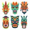 Tiki Tribal Mask, Hawaiian Design Elements, Vector Illustration