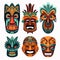 Tiki Tribal Mask, Hawaiian Design Elements, Vector Illustration