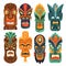 Tiki Tribal Mask, Hawaiian Design Elements, Vector Illustration