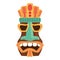 Tiki tribal wooden antique mask isolated on white background