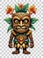 Tiki wooden tribal mascot cartoon character ethnic ornaments design on transparent background