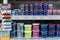 Tikkurila brand paint on store shelves. Minsk, Belarus, 2022