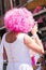 Tilburg, Netherlands - 22.07.2019: transgender man in spectacular costume at Roze Mandaag pink monday - gay, lgbt pride parade day