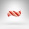 Tilda symbol on white background. Candy cane 3D sign with red and white lines