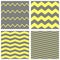 Tile chevron vector pattern set with grey, white and yellow zig zag background