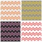 Tile chevron vector pattern set with pastel zig zag background