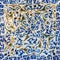 Tile decoration, broken glass mosaic in Park Guell, Barcelona, S