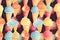 tile. Ice cream seamless pattern. Colorful ice creams in waffle cones. Generative AI